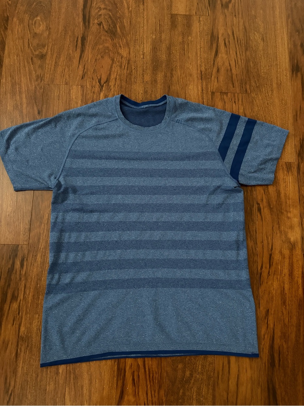 lululemon athletica Navy Striped Short Sleeve Crew